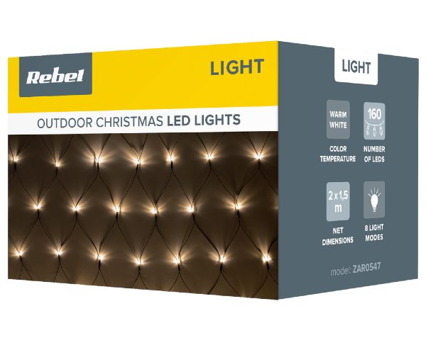 Lampki świąteczne LED wiszące sieć 160szt Rebel ZAR0547 - 4