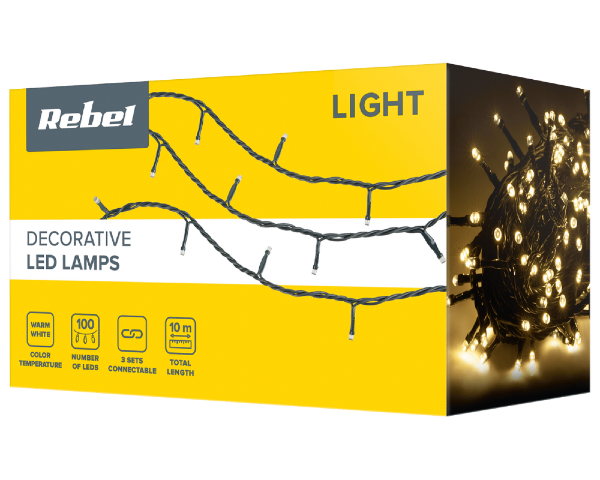 Lampki choinkowe LED 10m ciepłe białe 8 trybów ZAR0479-1 - 4