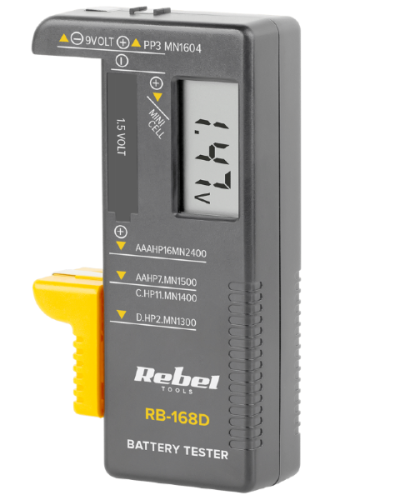 Cyfrowy miernik tester baterii akumulatorków Rebel MIE-RB-168D
