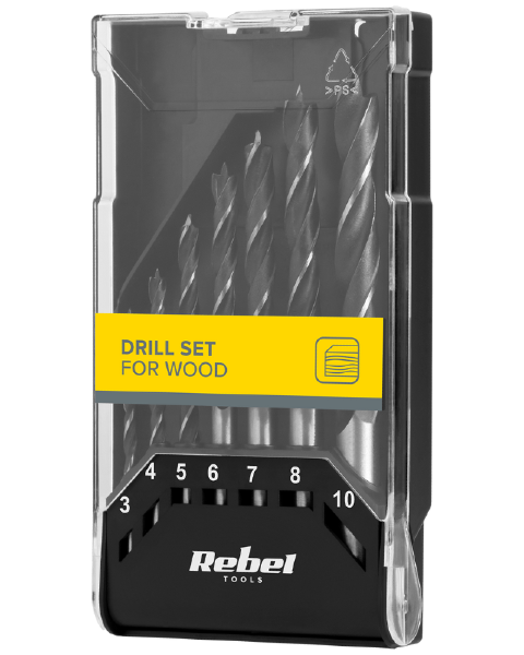 Wiertła do drewna 7szt. zestaw Rebel RB-1123