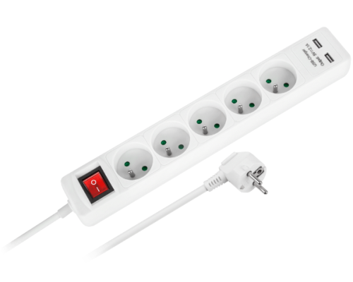 Przedłużacz sieciowy 5 gniazd + 2 USB 3m Rebel URZ3203-3