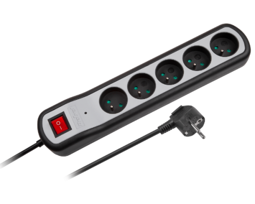 Przedłużacz listwa elektryczna 5 gniazd 1,5m z przełącznikiem Rebel URZ3063-1,5W