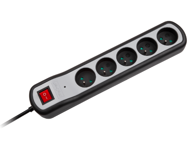 Przedłużacz listwa elektryczna 5 gniazd 1,5m z przełącznikiem Rebel URZ3063-1,5W - 2