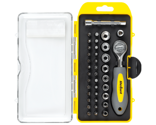 Zestaw bitów i nasadek z grzechotką 38 elementów RB-1104 - 2