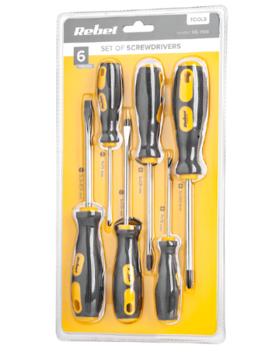 Zestaw śrubokrętów 6szt płaskie krzyżowe Rebel RB-1108 - 2