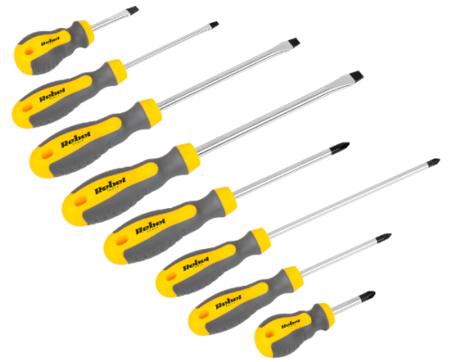 Zestaw 8 śrubokrętów płaskie krzyżaki Rebel RB-1110