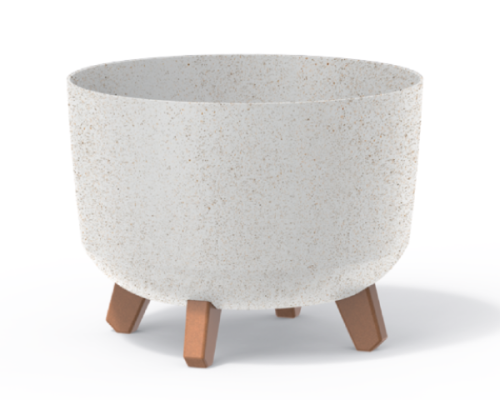 Biała doniczka Gracia Eco Wood 29 cm na jasnym tle.