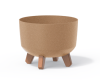 Jasna okrągła doniczka 24 cm Prosperplast Gracia Eco Wood na białym tle.