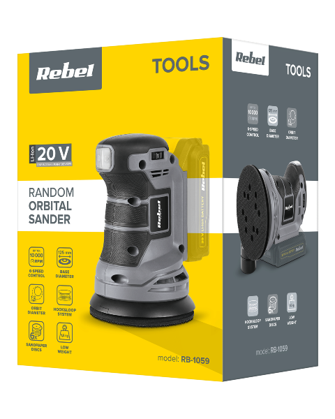 Szlifierka mimośrodowa akumulatorowa Rebel Tools RB-1059