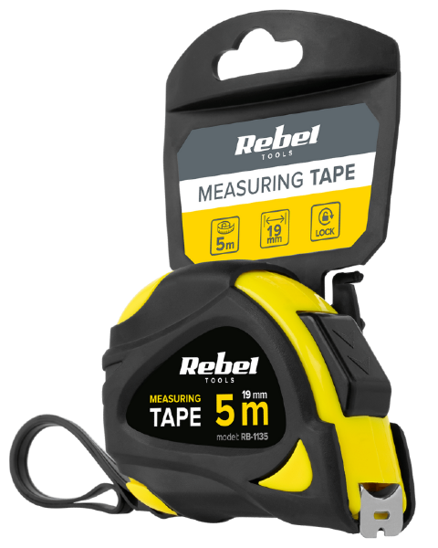 Miara zwijana stalowa 5m 19mm metrówka Rebel RB-1135 - 3