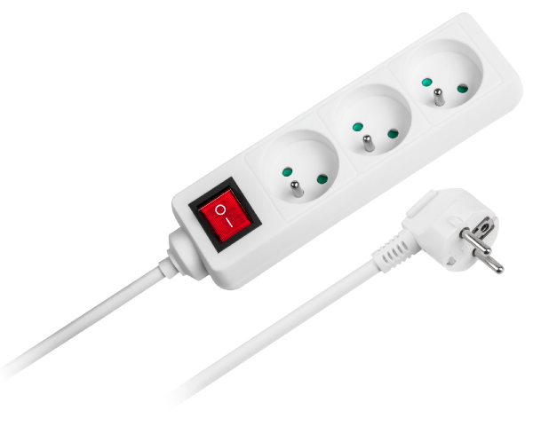 Przedłużacz listwa elektryczna 5 gniazd 3m włącznik Rebel URZ3195-3-B