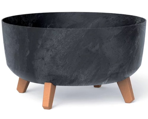 Donica okragla na nozkach kolor antracytowy 14,3 l Gracia Low Beton Effect
