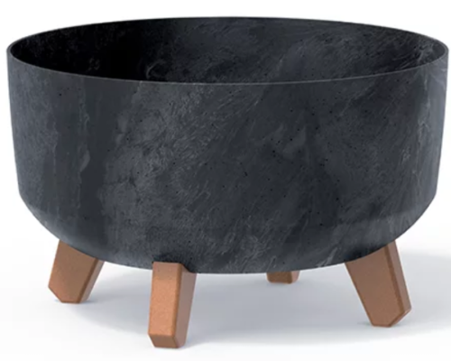 Donica okragla na nozkach kolor antracytowy 28,5 cm Gracia Low Beton Effect