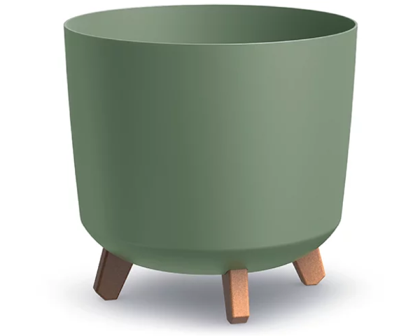 Doniczka okragla z nozkami 29,8 cm kolor zielony Gracia Tubus