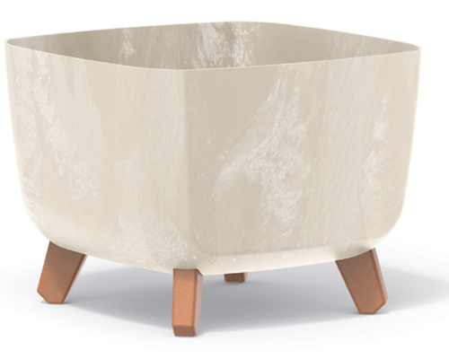 Doniczka z wkladem 29 x 29 cm kolor kremowy Gracia Square Beton Effect