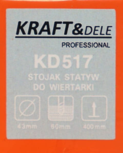 Stojak do wiertarki statyw z uchwytem 400 mm KD517 tabliczka znamionowa