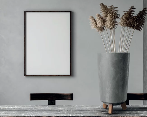 Donica Gracia Tubus Slim Beton Effect aranzacja w pomieszczeniu