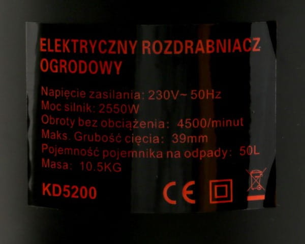 Rozdrabniacz do roslin nozycowy elektryczny 2550W KD5200