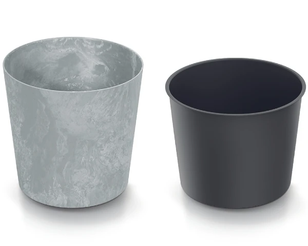 okragla doniczka 17l szara prosperplast urbi round beton effect - prezentacja wkladu
