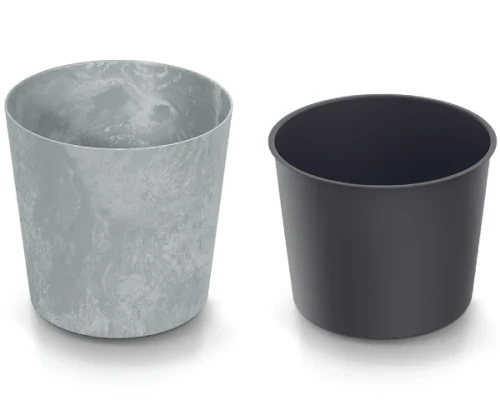 okragla doniczka 17l szara prosperplast urbi round beton effect - prezentacja wkladu