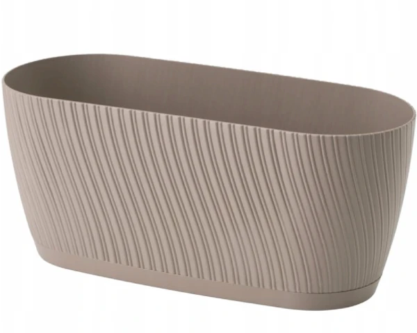 doniczka podluzna z podstawka bezowa 27 cm form plastic mika