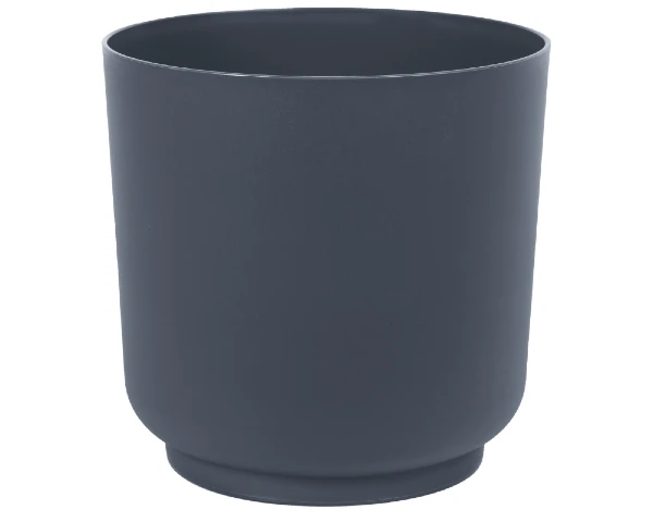 Antracytowa okrągła doniczka Satina o gładkiej matowej strukturze