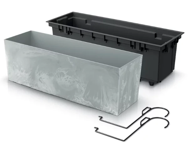 doniczka balkonowa prosperplast urbi case 40 cm szara z wkladem i uchwytami