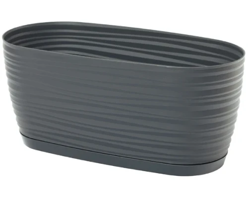 Owalna osłonka o wysokości 10,6 cm i pojemności 2,65 l. Nowoczesny grafitowy odcień z piaszczystą teksturą 3D