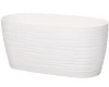 Biała podłużna doniczka Form Plastic Sahara Petit o długości 26,7 cm z matowym wykończeniem i wzorem fal.