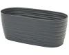 Antracytowa podłużna doniczka Form Plastic Sahara Petit o długości 26,7 cm z matowym wykończeniem i wzorem fal