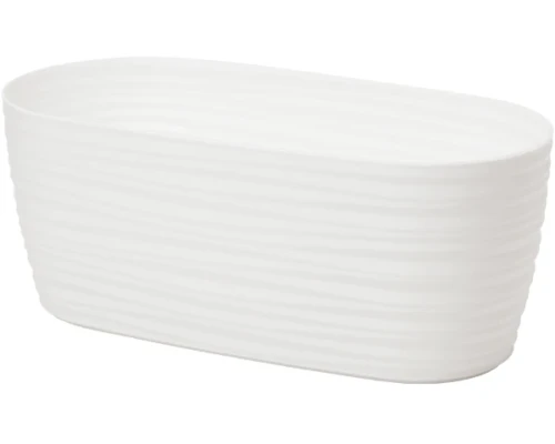 Biała podłużna doniczka Form Plastic Sahara Petit o długości 26,7 cm z piaszczystym wzorem na matowej powierzchni