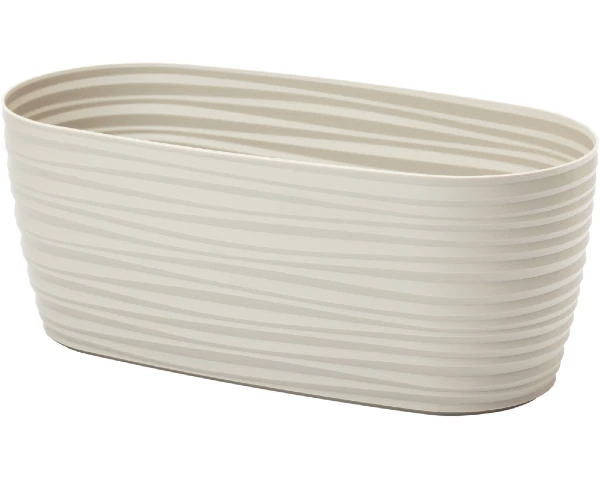 Szara podłużna doniczka Form Plastic Sahara Petit o długości 26,7 cm z charakterystycznym piaszczystym wzorem