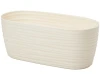 Kremowa podłużna doniczka Form Plastic Sahara Petit o długości 31,5 cm z dekoracyjną strukturą poziomych fal.