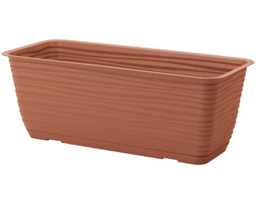 Podłużna doniczka Form Plastic w kolorze terakoty o długości 49 cm o klasycznym, prostokątnym kształcie.