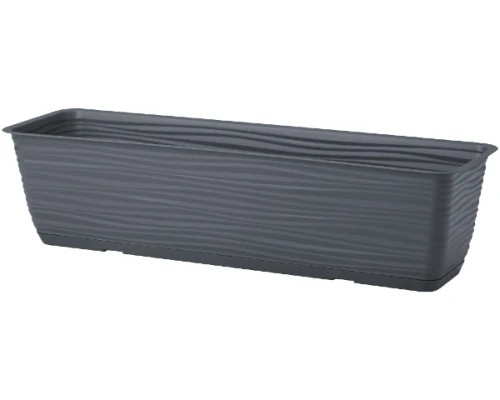 Antracytowa długa doniczka Form Plastic o długości 58,5 cm o matowym, prostokątnym wykończeniu.