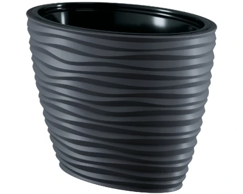 Duża antracytowa donica elipsa Form Plastic Sahara Dunes o długości 59,2 cm z dekoracyjną, piaszczystą strukturą