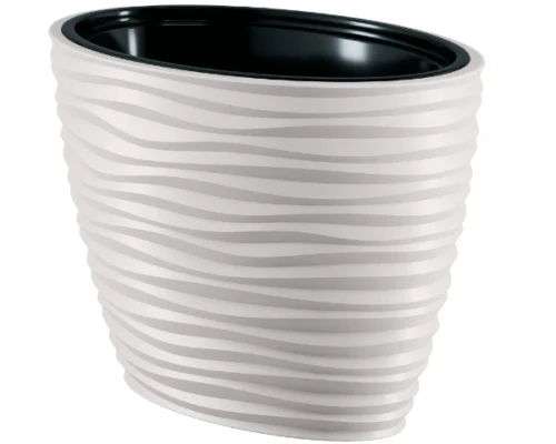 Duża biała donica Form Plastic Sahara Dunes Elipsa o piaszczystej strukturze 3D i owalnym kształcie.