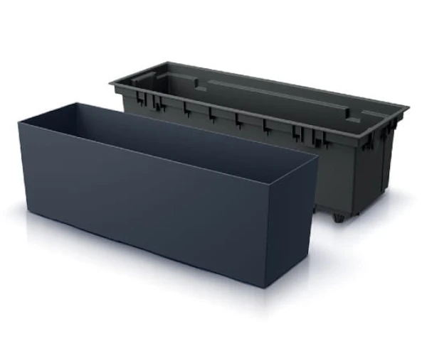 doniczka prostokatna dluga prosperplast urbi case kolor antracyt 58 cm prezentacja wkladu