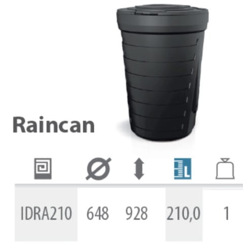 Zbiornik na deszczówkę czarny 210 litrów Raincan