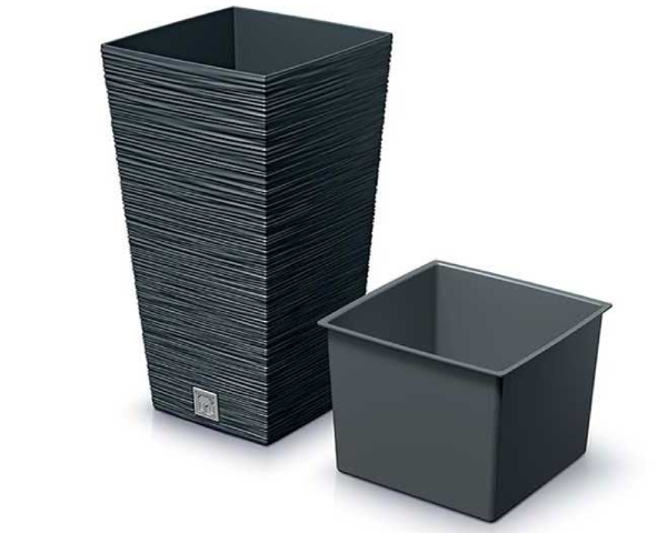 Donica wysoka z wkładem antracytowa 26,6 l Furu Square wkład prezentacja