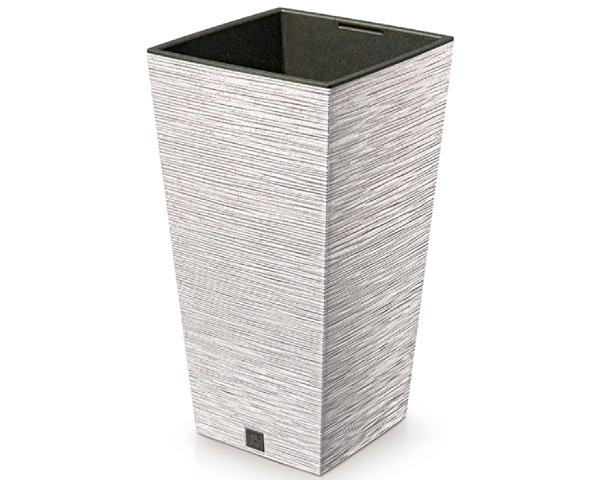Donica wysoka z wkładem biała 26,6 l Furu Square Eco Wood