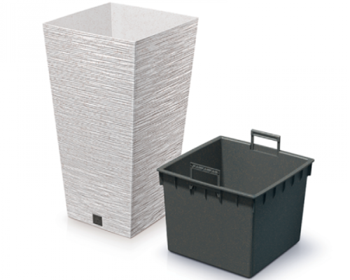 Donica wysoka kolor biały 26,6 l Furu Square Eco Wood wkład prezentacja