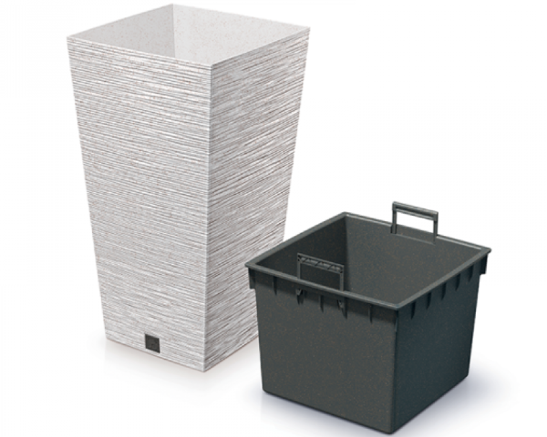 Donica wysoka kolor biały 26,6 l Furu Square Eco Wood wkład prezentacja