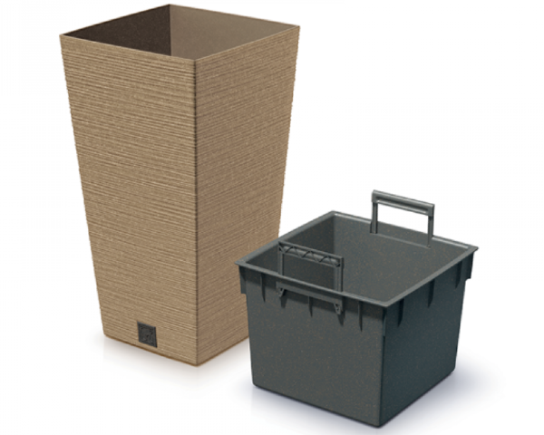 Donica wysoka kolor naturo 26,6 l Furu Square Eco Wood wkład prezentacja