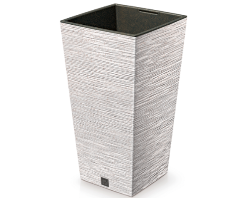 donica wysoka kolor bialy z wkladem 19 l Furu Square Eco Wood