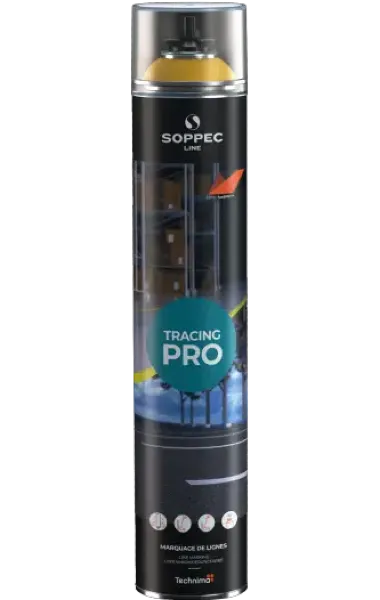 Farba w sprayu do malowania linii Soppec Tracing Pro w kolorze żółtym RAL 1023, puszka 750 ml
