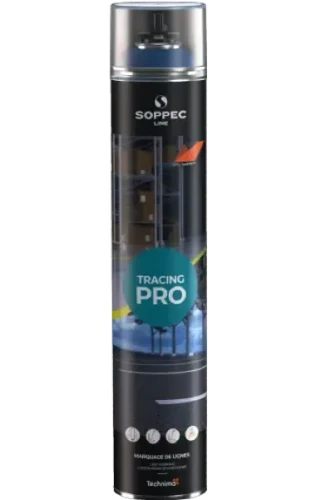Farba w sprayu do malowania linii Soppec Tracing Pro w kolorze niebieskim RAL 5017, puszka 750 ml
