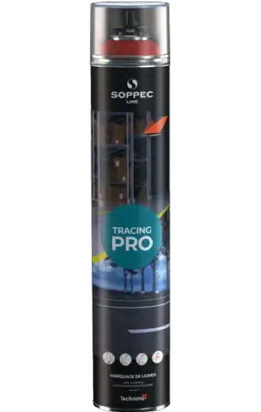 Farba w sprayu do malowania linii Soppec Tracing Pro w kolorze czerwonym RAL 3020, puszka 750 ml