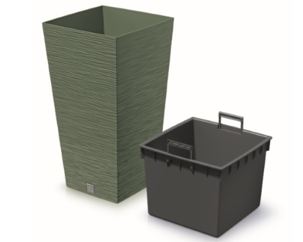 Doniczka wysoka zielona 11,4 l Furu Square wklad prezentacja