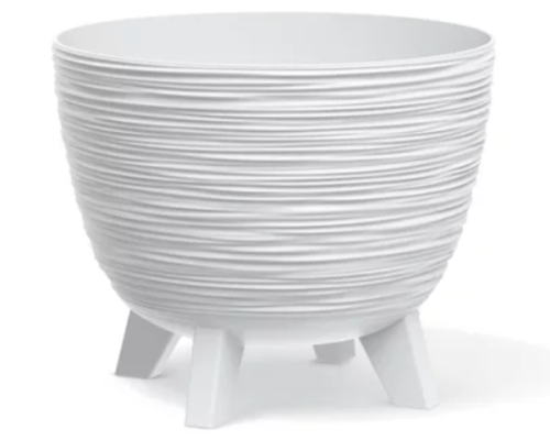 Biała okrągła donica na nóżkach Furu Round o średnicy 29 cm.